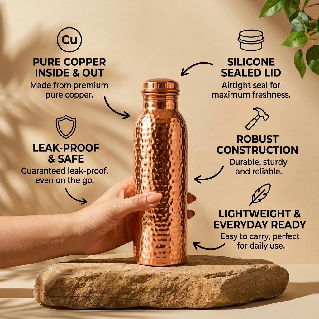 Copper Bottle | Naturally Purified Water, Plastic-Free